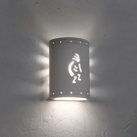 LUXURY LIGHTING Asavva 10.5in. High Kokopelli Ceramic Outdoor Wall Light, Paintable Textured White Bisque 410-88 WTX u/d-7-17